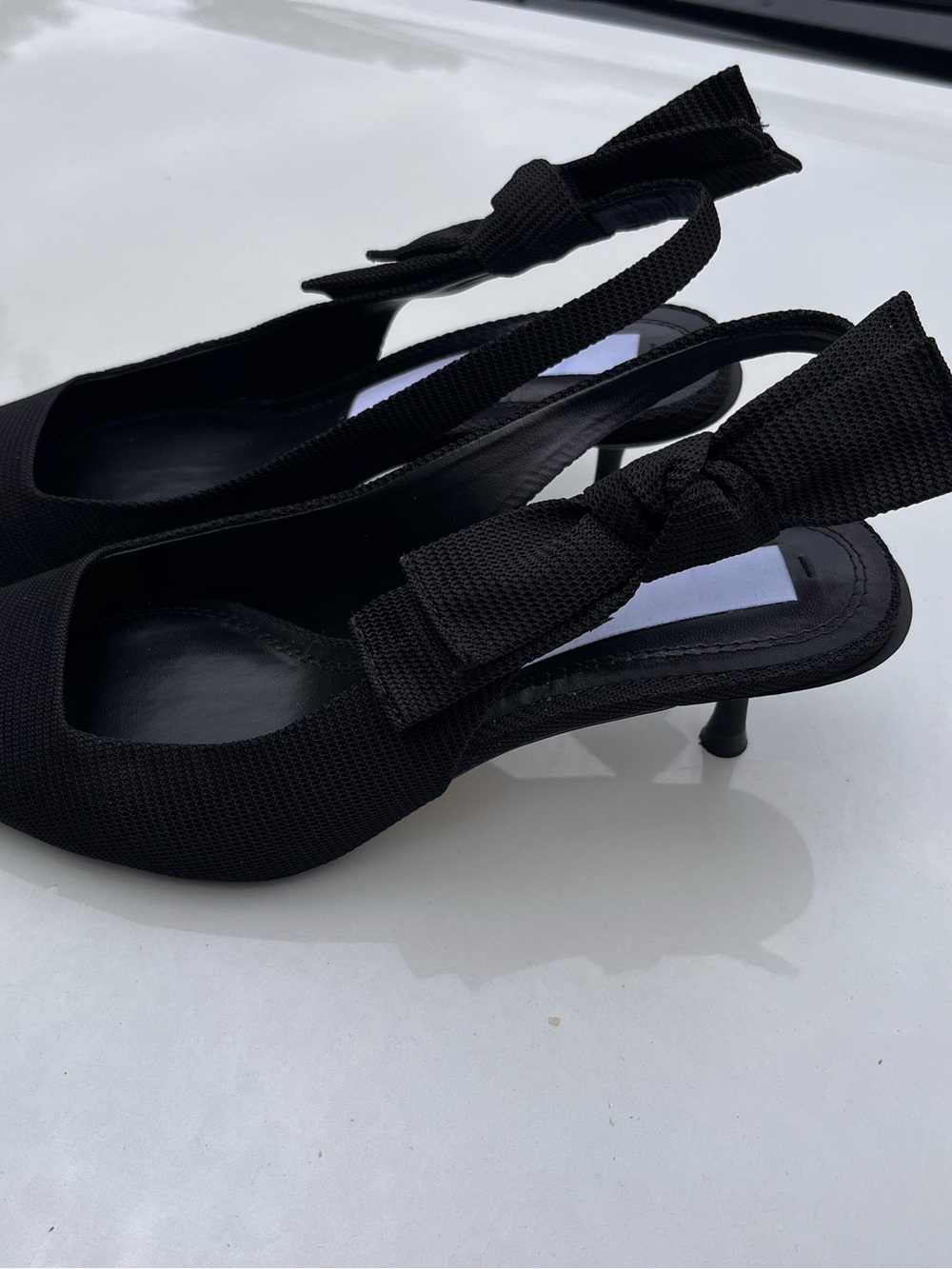 Zara Black Slingback Bow Kitten Heels